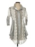 Lindi 100% Polyester Silver 3/4 Sleeve Blouse Size XS - photo 1