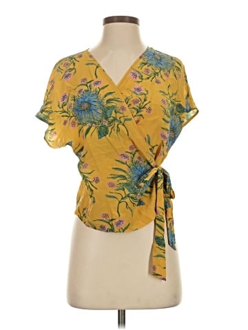 Madewell Silk Side-Tie Wrap Top in Painted Blooms (view 1)