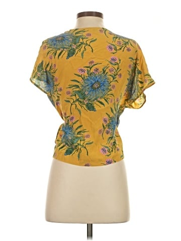 Madewell Silk Side-Tie Wrap Top in Painted Blooms (view 2)