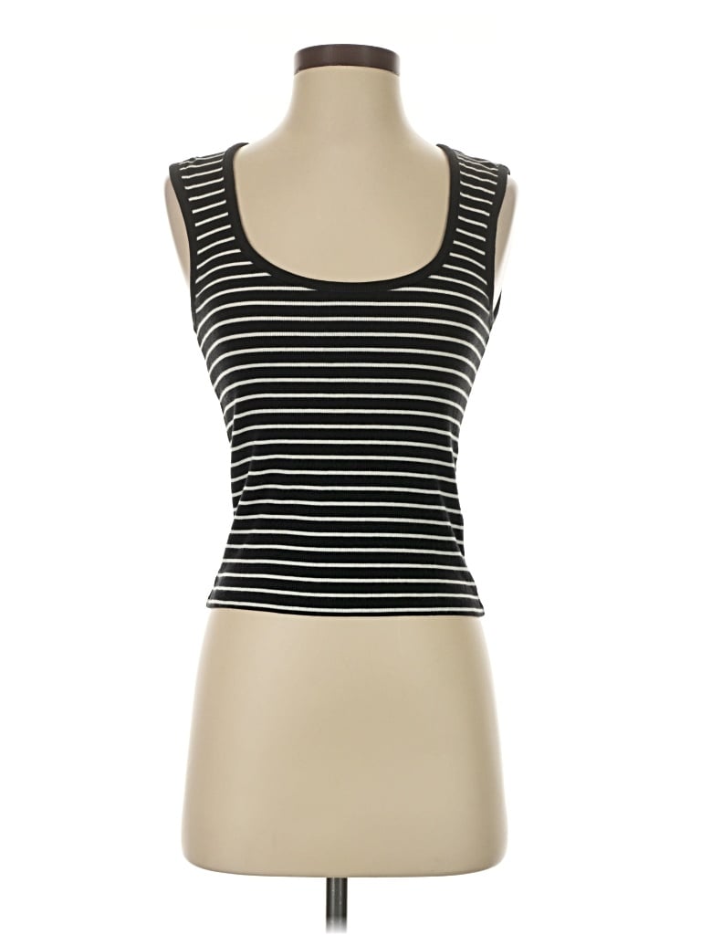 Pre-owned Jcrew Tank Top Black Stripes Pattern Scoop Neck Tops