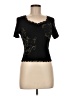 Romwe Black Short Sleeve Top Size 6 - photo 1