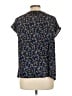 Ann Taylor LOFT 100% Polyester Floral Blue Black Short Sleeve Blouse Size L - photo 2