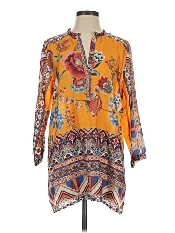 Johnny Was 3/4 Sleeve Silk Top (view 1)