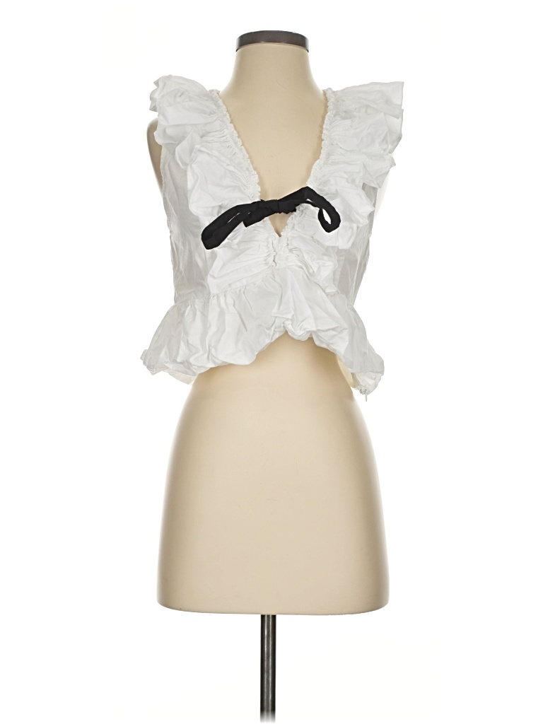 Pre-owned Zara Sleeveless Blouse In White
