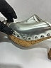 Prada 100% Leather Silver Studded Cork Mule Sandals Size EU 35 1/2 (estimated) - photo 3