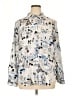 Karl Lagerfeld Paris Print Silver Long Sleeve Blouse Size XL - photo 1