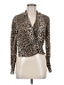 Neiman Marcus Animal Print Brown Long Sleeve Blouse Size 6 - photo 1