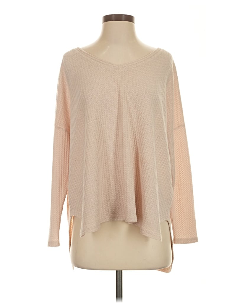 Pre-owned Mod Ref Long Sleeve Top Tan Boatneck Tops