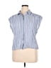 Evereve Stripes Blue Sleeveless Button-Down Shirt Size XL - photo 1