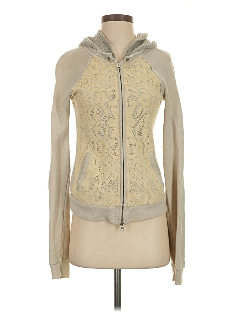 Pre-owned Free People Zip Up Hoodie In Tan