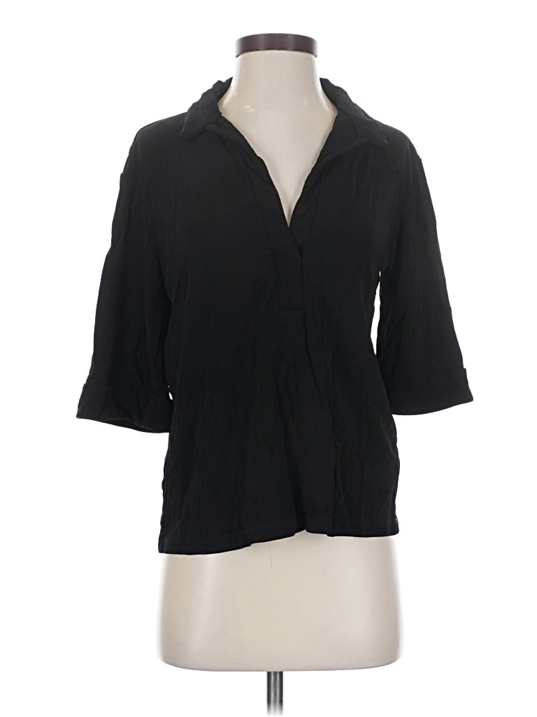 Pre-owned Ymi 3/4 Sleeve Button Down Shirt In Black