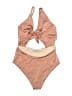 SAHA Solid Tan One Piece Swimsuit Size M - photo 2