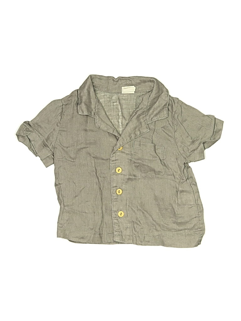 Pre-owned H&m Babies' Short Sleeve Button Down Shirt In Gray