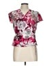 Ellen Tracy Floral Pink Short Sleeve Blouse Size L - photo 1