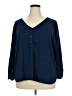Max Studio Blue Long Sleeve Henley Size 3X - photo 1
