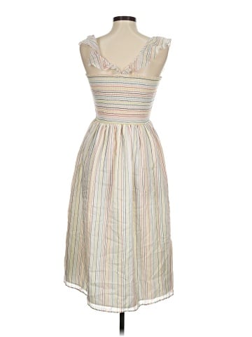 Madewell Ruffle-Strap Smocked Dress in Rainbow Stripe (view 2)