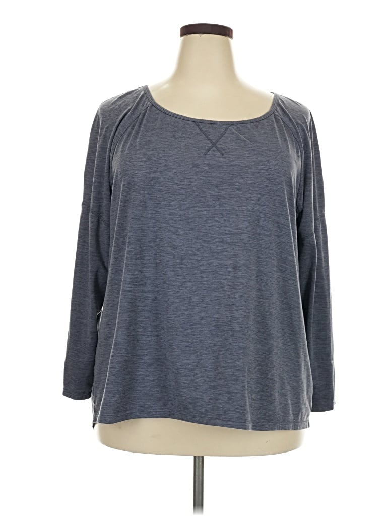 Pre-owned Apana 3/4 Sleeve Top Gray Boatneck Tops