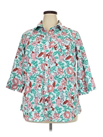 Lands' End 3/4 Sleeve Button-Down Shirt (view 1)