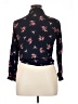 Love Notes 100% Rayon Floral Blue Black Long Sleeve Blouse Size XL - photo 2