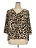 Rose + Olive 100% Polyester Animal Print Brown 3/4 Sleeve Blouse Size 2X - photo 1