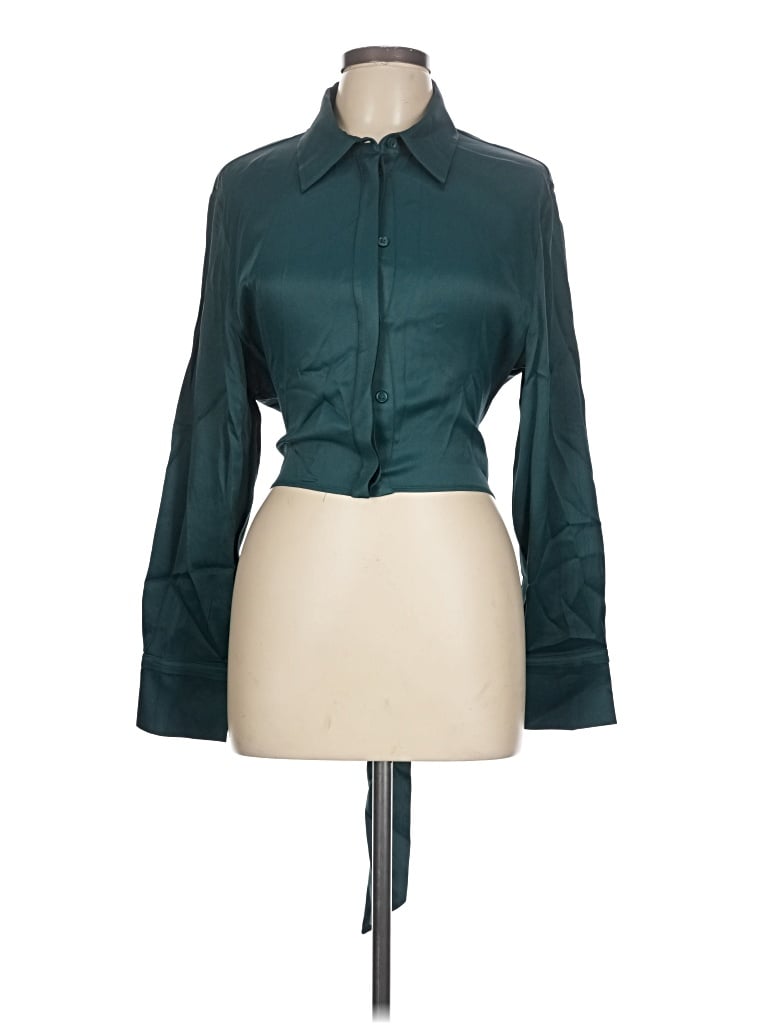 Pre-owned Reiss Long Sleeve Blouse In Green