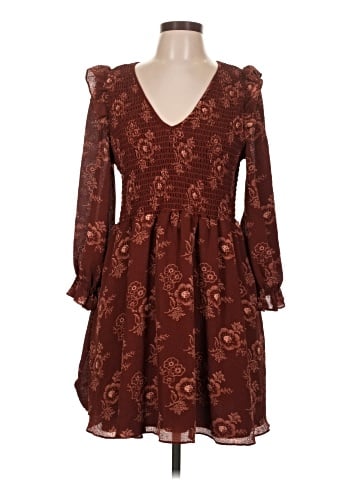 Madewell Lucie V-Neck Smocked Mini Dress in Letterpress Floral (view 1)