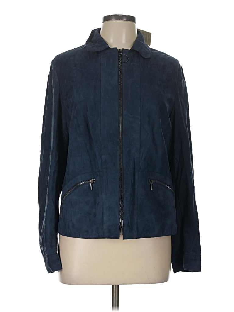 Akris Punto Leather Jacket In Blue
