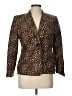Kasper 100% Silk Animal Print Brown Silk Blazer Size 12 Petite - photo 1