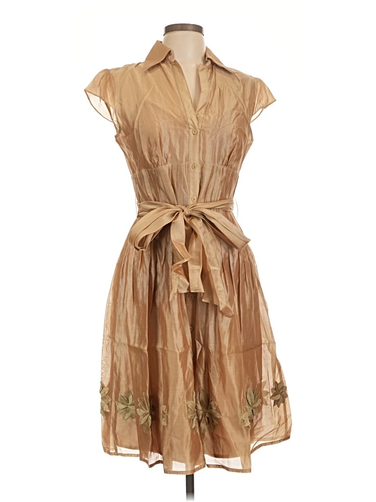 Pre-owned Kay Unger Cocktail Dress In Tan