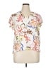 CeCe 100% Rayon Tropical White Short Sleeve Blouse Size XL - photo 1