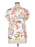CeCe 100% Rayon Tropical White Short Sleeve Blouse Size XL - photo 2