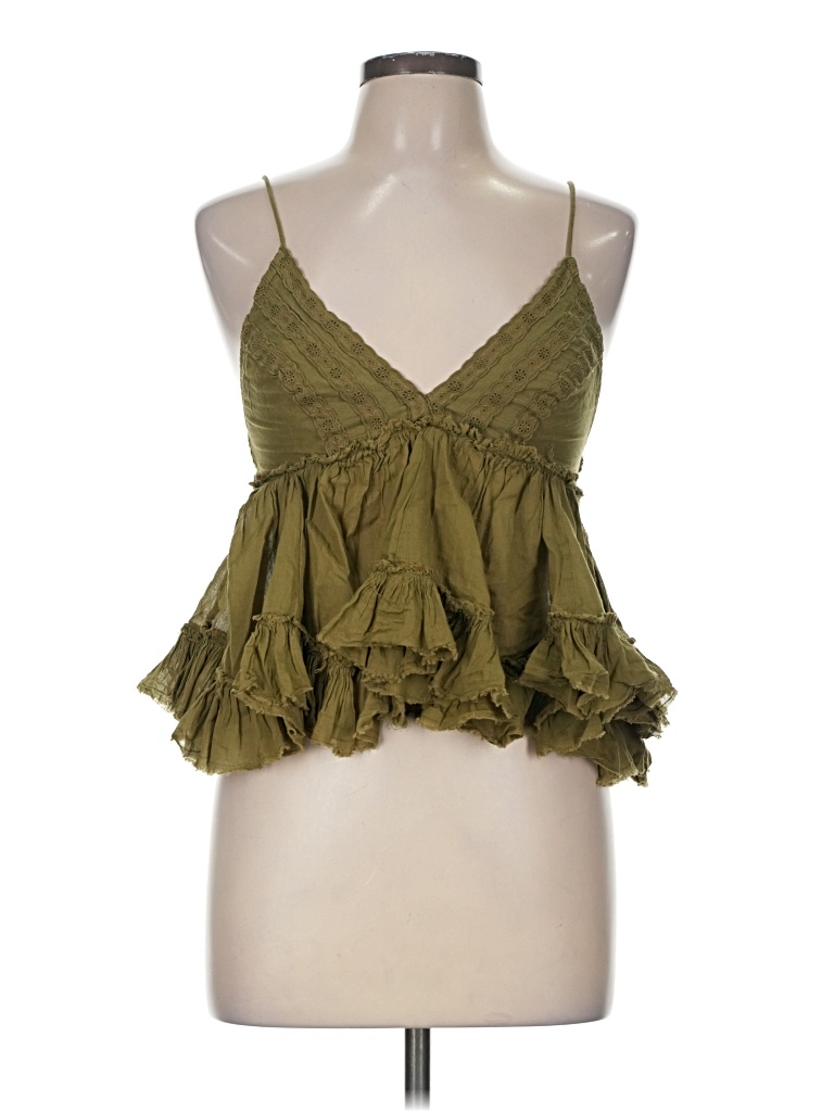 Pre-owned Assorted Brands Tank Top Green Halter Neckline Tops