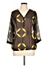 Outback Red 100% Polyester Brown 3/4 Sleeve Blouse Size L - photo 1