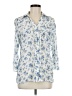 Indigo Rose Floral Blue Ivory 3/4 Sleeve Blouse Size M - photo 1