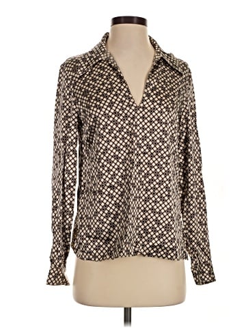 Theory Long Sleeve Silk Top (view 1)
