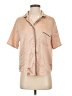 Missguided 100% Polyester Metallic Tan Short Sleeve Blouse Size 4 - photo 1