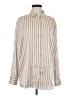 Fred David Stripes Tan Long Sleeve Blouse Size M - photo 1