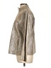 Chico's 100% Leather Metallic Silver Tan Leather Jacket Size Lg (2) - photo 5