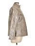 Chico's 100% Leather Metallic Silver Tan Leather Jacket Size Lg (2) - photo 4