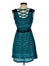 Xhilaration 100% Polyester Graphic Teal Casual Dress Size XS - photo 2
