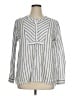 Gap 100% Linen Stripes Silver Long Sleeve Blouse Size XL - photo 1