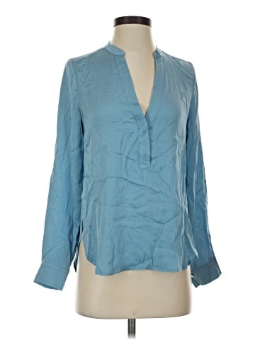 Theory Long Sleeve Silk Top (view 1)
