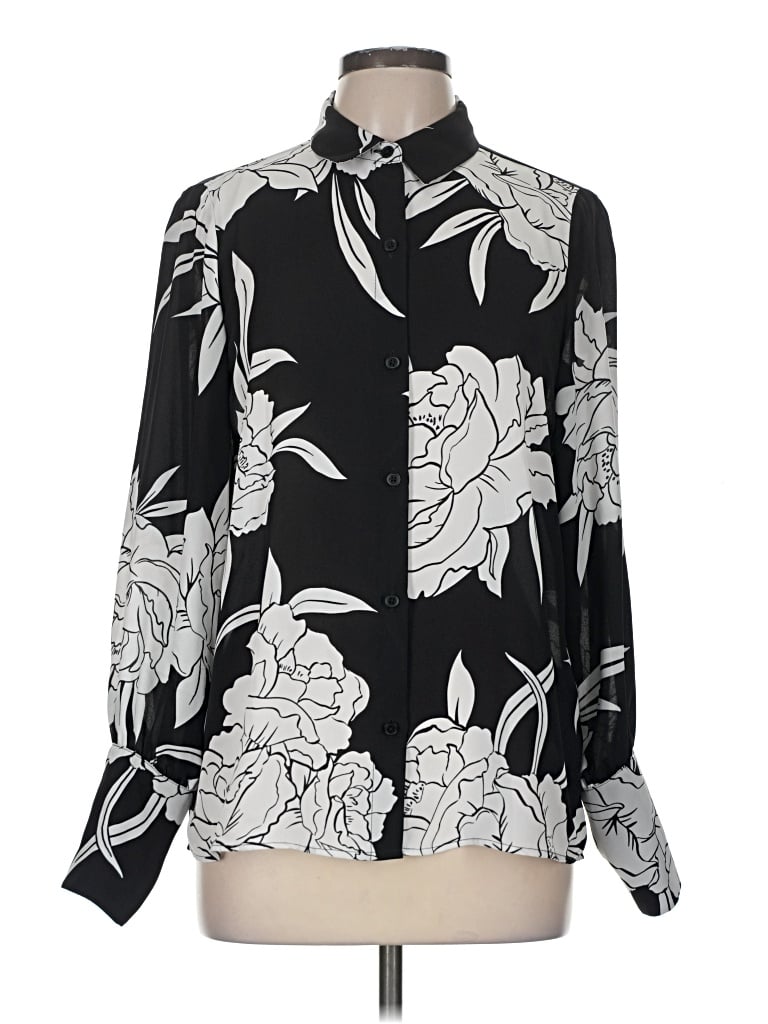 Pre-owned Halogen Long Sleeve Blouse In Black