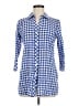 Foxcroft Checkered-gingham Blue 3/4 Sleeve Button-Down Shirt Size 6 - photo 1