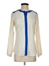 Go Silk Color Block Ivory Long Sleeve Blouse Size S - photo 1