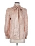 Tory Burch Metallic Silver Long Sleeve Silk Top Size 4 - photo 1