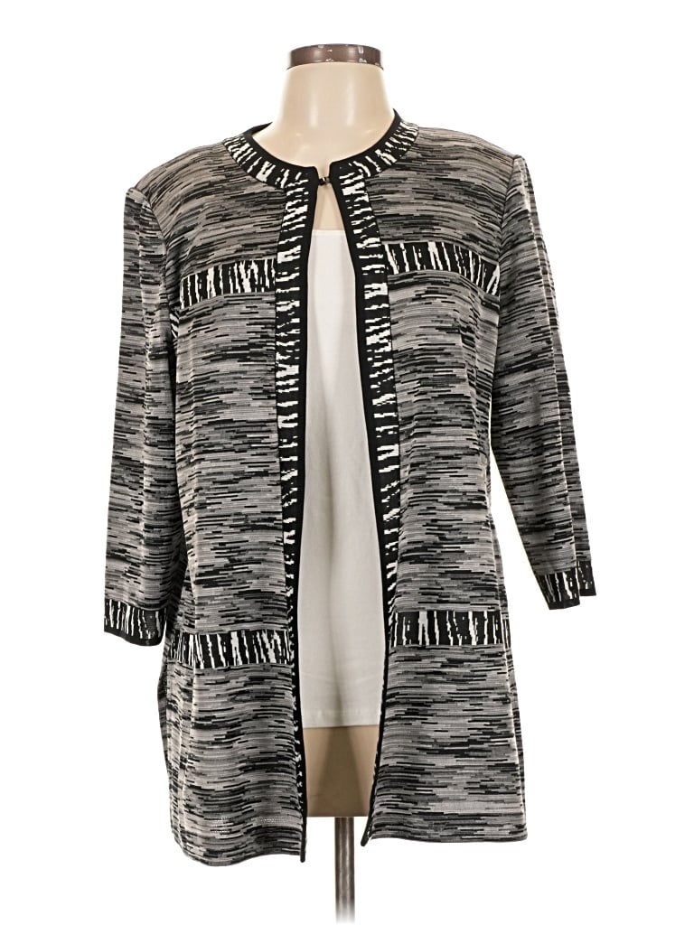 Ming Wang Cardigan Sweater In Gray