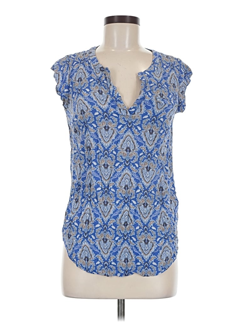 Pre-owned Artisan Ny Short Sleeve Blouse In Blue