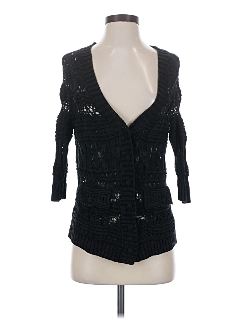 Pre-owned Doncaster Collection Silk Cardigan Sweater In Black