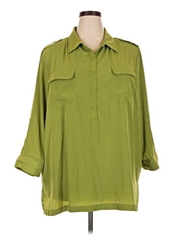 Added Dimension for Catherines 3/4 Sleeve Button-Down Shirt (view 1)